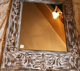 make bargain mirrors rock, painted furniture, repurposing upcycling, This photo shows the mirror the way it looked when I purchased it too dark and busy for the room