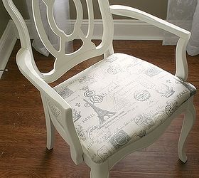 french provincial table set makeover, chalk paint, home decor, living room ideas, painted furniture, Refinished and reupholstered captain s chair