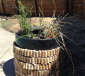 wine cork covered cachepot, crafts, gardening, Each level ofcCorks are joined by metal string