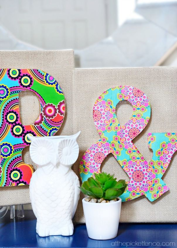 wrapping paper and burlap makes for some fun art, crafts, Create this easy art that can be personalized for any room