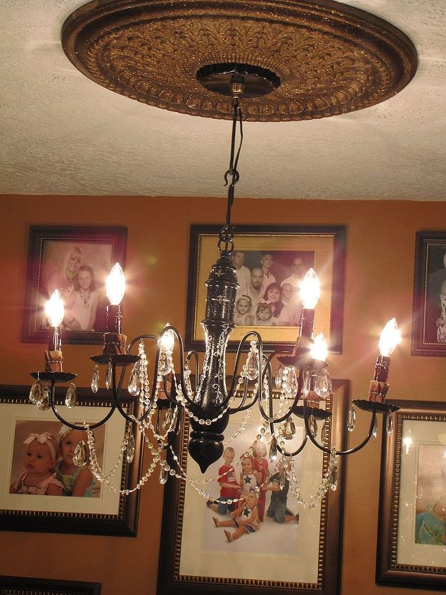 my homemade chandelier project bling, crafts, lighting, Love It