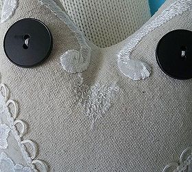 drop cloth owl pillow, crafts, Then I added some eyebrows a nose and two big black button eyes