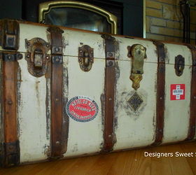 steamer trunk with hotel labels, painted furniture, I love the additional character the labels bring to this piece