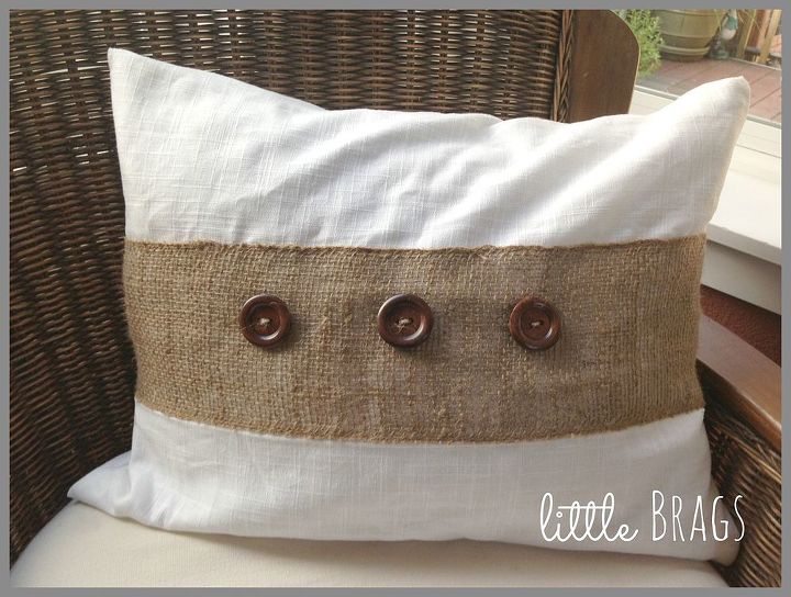 adding a little cottage charm with a grain sack burlap accent pillow, home decor, living room ideas, repurposing upcycling