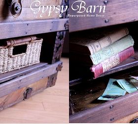 a new twist on a trunk table monster makeover, diy, living room ideas, painted furniture, repurposing upcycling, woodworking projects, The hidden secret lower compartment
