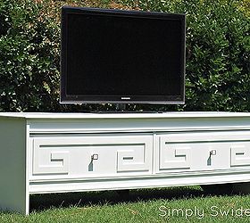 greek key console, painted furniture, Painted a bright white