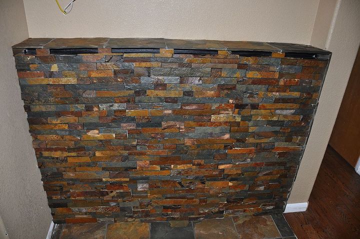 new wood stove location, concrete masonry, diy, home decor, woodworking projects, nice texture