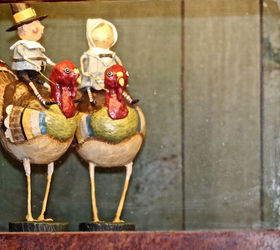 thanksgiving decor using a cast of characters part four, crafts, seasonal holiday decor, thanksgiving decorations, Pilgrim Fraternal Twins Turkey Back Riding View Three