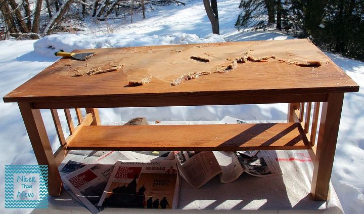 don t trash that table, painted furniture, Stripping in the sun and snow