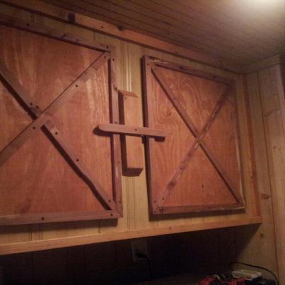barn style doors in my laundry room that my husband made me, doors, home decor, woodworking projects
