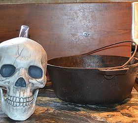 diy halloween skull fountain, halloween decorations, seasonal holiday d cor, Skull with holes cut and hose dry fit in