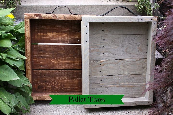 pallet trays, diy renovations projects, pallet projects, repurposing upcycling, Here are the two trays one in pecan stain and the other in sun bleached stain