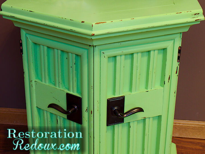 vintage green table makeover, painted furniture