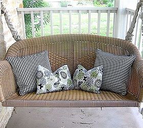 summertime porch, curb appeal, outdoor living, new pillows and pillow covers