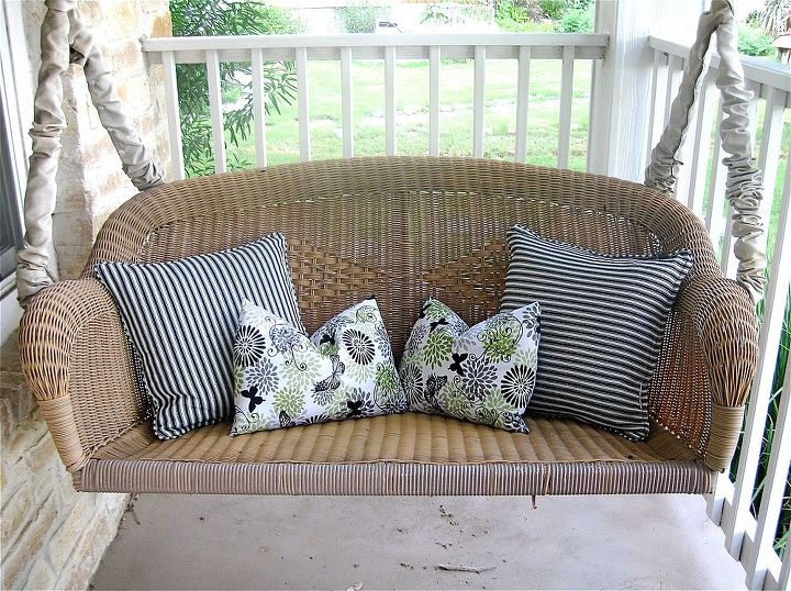summertime porch, curb appeal, outdoor living, new pillows and pillow covers