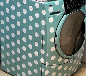 stenciling a washer dryer set with polka dots, appliances, laundry rooms, painting, finished polka dot stenciled washer