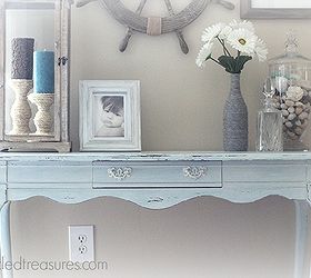 beach inspired console table, painted furniture