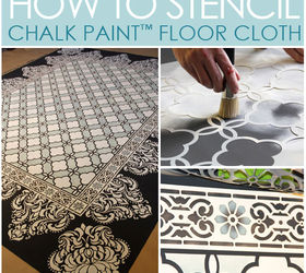 chalk paint stenciled floor cloth, flooring, painting, How to Stencil Chalk Paint Stenciled Floor Cloth