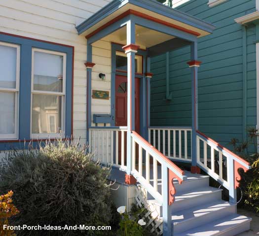 small porch pizzazz, curb appeal, outdoor living, porches, Though tiny this covered landing porch stands out with a 3 color paint scheme