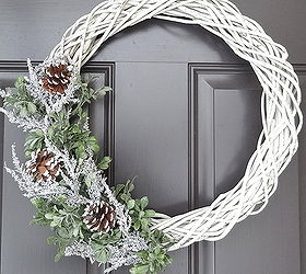 diy winter wreath, crafts, seasonal holiday decor, wreaths, Stepped back to see how I liked it and decided it worked for me