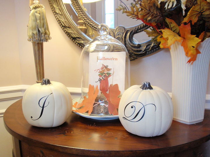 monogrammed pumpkins, seasonal holiday decor