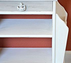 magazine rack side table makeover, painted furniture, I love the little crown knob from Cost Plus