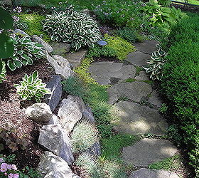 got hill terrace it, flowers, gardening, landscape, perennial, Natural Stone Path with Various Groundcovers