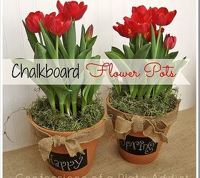 more fun projects with chalkboard paint, chalkboard paint, crafts, wreaths, Chalkboard flower pots fun gift idea for the teacher