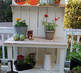 my diy potting bench through the seasons, diy, gardening, outdoor living, Fall