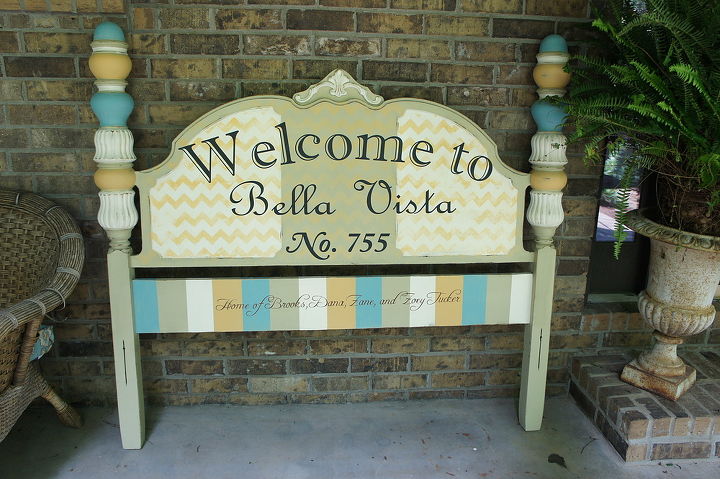 repurposed vintage headboard sign, chalk paint, painted furniture, repurposing upcycling, Vintage headboard makeover by Bella Tucker Decorative Finishes