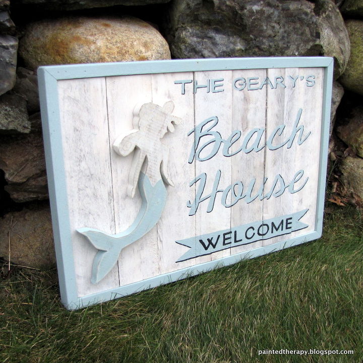 diy seaside sign, crafts, pallet, woodworking projects, I love making signs and especially when they are well deserved gifts