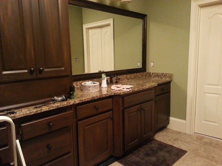 white cabinets painted to look like wood