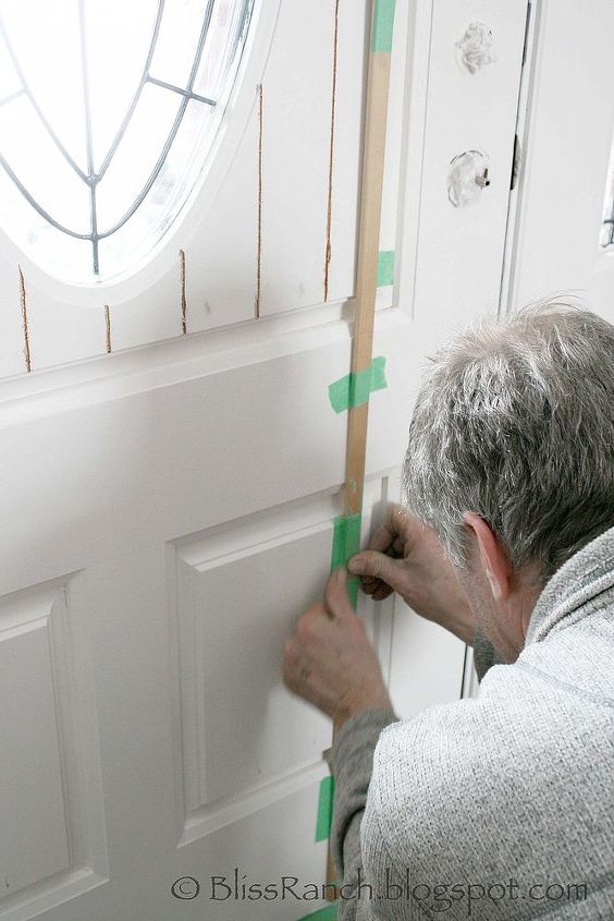 a raised panel entry door receives some no cost cottage charm, doors, A homemade guide was simply taped on for the router to follow