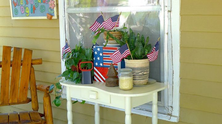 q porch in transition, diy, gardening, outdoor furniture, outdoor living, painted furniture, porches, Forgive the plastic Our windows stink and we never open this one so I never take down the plastic