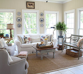 refreshed sunroom, home decor, walls were green and I painted them with White Sand by Benjamin Moore paints What a refreshing difference the lighter color made Hope you will come visit my blog savvysouthernstyle blogspot com