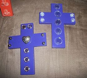 colorful wooden crosses, crafts, My sister ask me to do these in purple for gifts