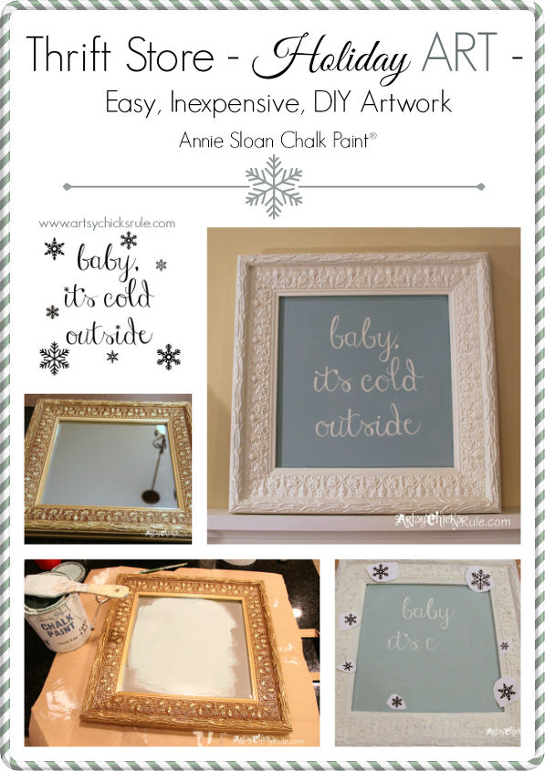 baby it s cold outside thrift store mirror turned holiday art, chalkboard paint, crafts, repurposing upcycling, Full tutorial on the blog