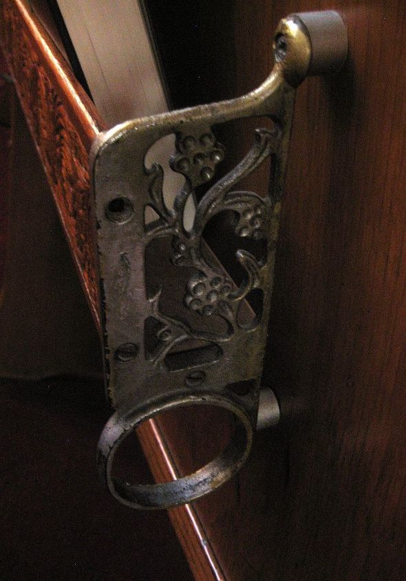 q antique pew with circular piece attached to hymnal holder, painted furniture, repurposing upcycling, The answer It was used for parasols umbrellas or canes thank you Angela Bell Wittrock on Your Funky Junk