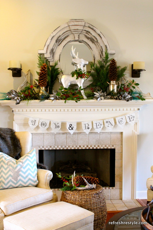 christmas mantel 2012, christmas decorations, seasonal holiday decor, JoY PeAce Mantel at reFresh reStyle