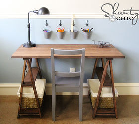 diy sawhorse desk for 50, diy, painted furniture, woodworking projects, DIY Sawhorse Desk