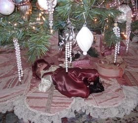 i love decorating our 1895 queen anne victorian for christmas with 12 trees, christmas decorations, seasonal holiday decor, wreaths, Christmas tree skirt on front parlor tree