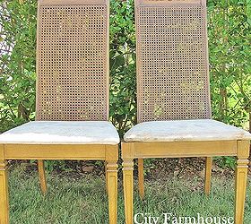 drop cloth cane chairs, electrical, garages, painted furniture, reupholster, The Before