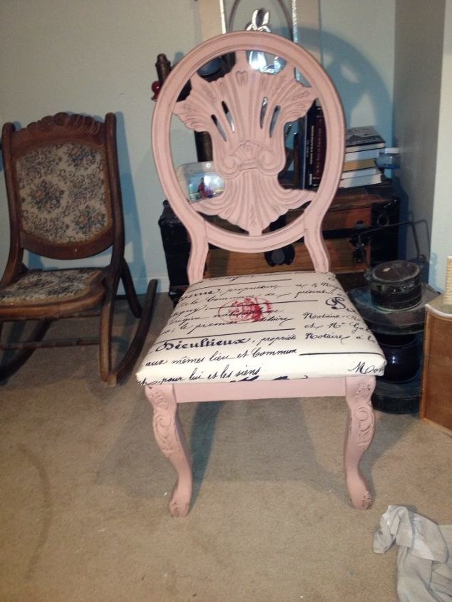 vintage pink french postcard themed chair, painted furniture, reupholster