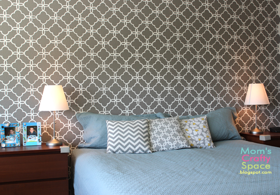 diy stencil projects, This gorgeous bedroom was created by Moms Crafty Space blog using our Eastern Lattice stencil