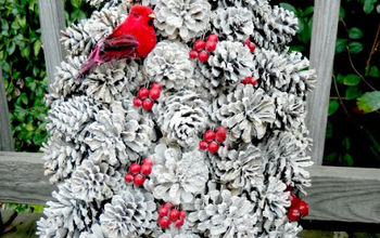 Winter Pine Cone Trees With Berries and Birds