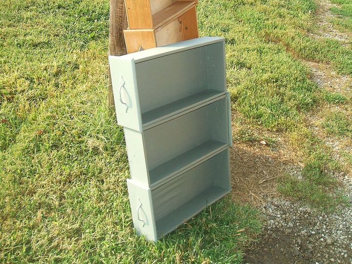 old drawer upcycle to dvd storage, repurposing upcycling, storage ideas, Ready to use minus feet Inside greyish brown outside grey Lightly sanded to give distress