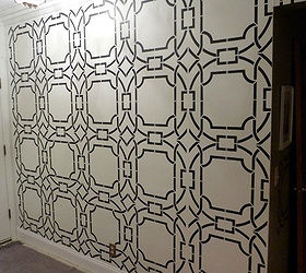 stenciled foyer wall, home decor, painting, wall decor, Here s the wall completed Check out my blog post for full details I just love it