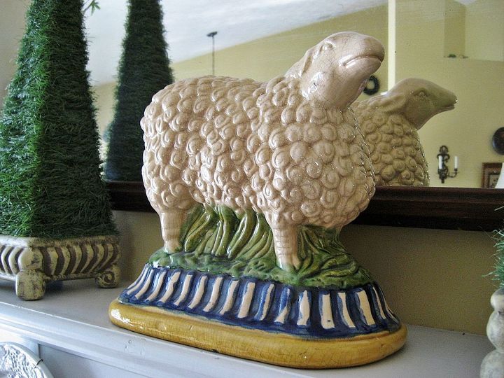 i have given my living room a little facelift adding more blue and white my, home decor, lighting, living room ideas, My favorite sheep on the mantel more blue and green