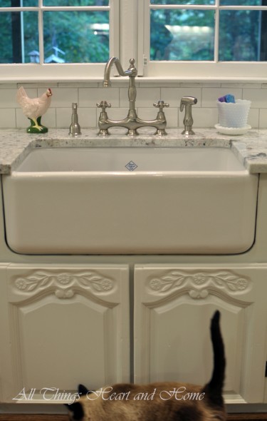 adding a farm sink to existing cabinets, diy, how to, kitchen design, repurposing upcycling, Reba The Cat approves of the sink but she s not thrilled that there s another Queen in the house xo