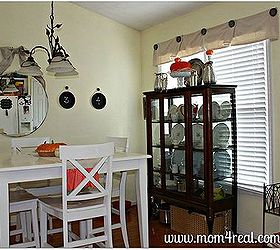 dropcloth valance hung with mason jar lids, mason jars, repurposing upcycling, It ended up being the perfect touch